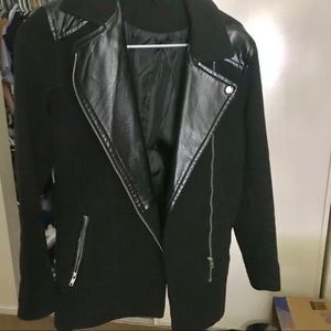 Leather Accent Coat